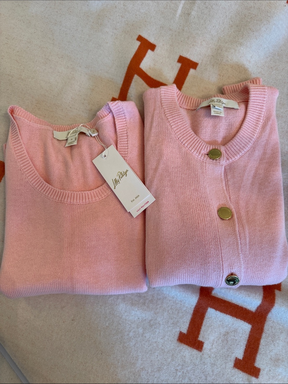 Lilly Pulitzer Pink Sweater Twin Set Cardigan XS Shell S Cotton Cashmere NWT/WOT